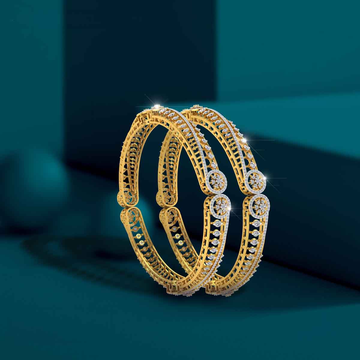 SparkleBlue Ornate Peacock Motif Bangle