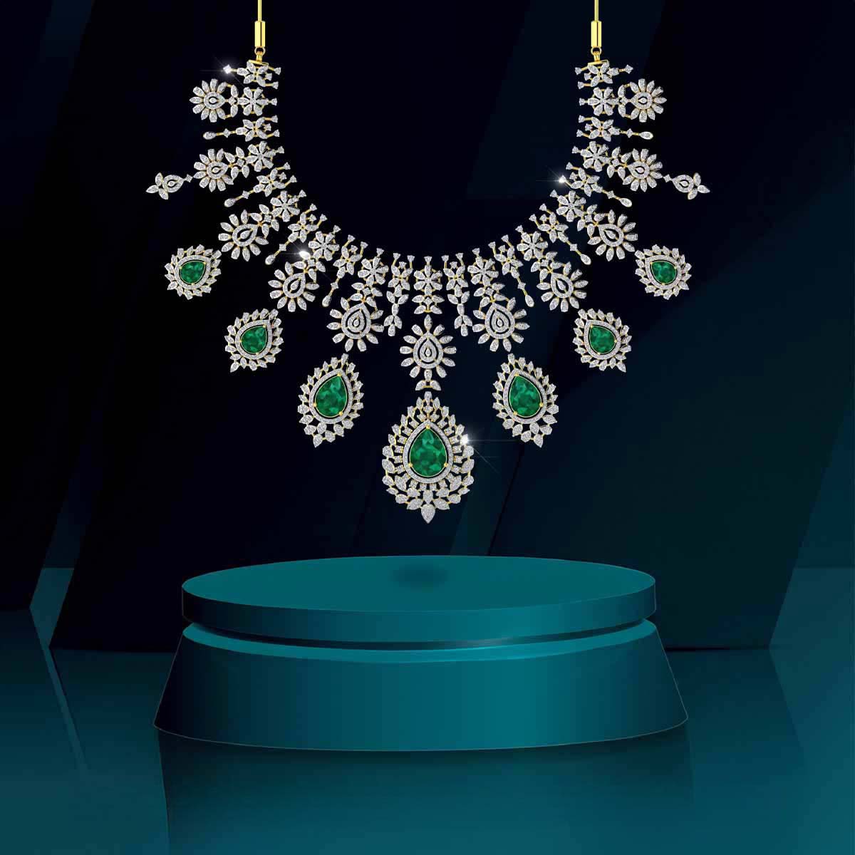 Emerald Symphony Diamond Necklace