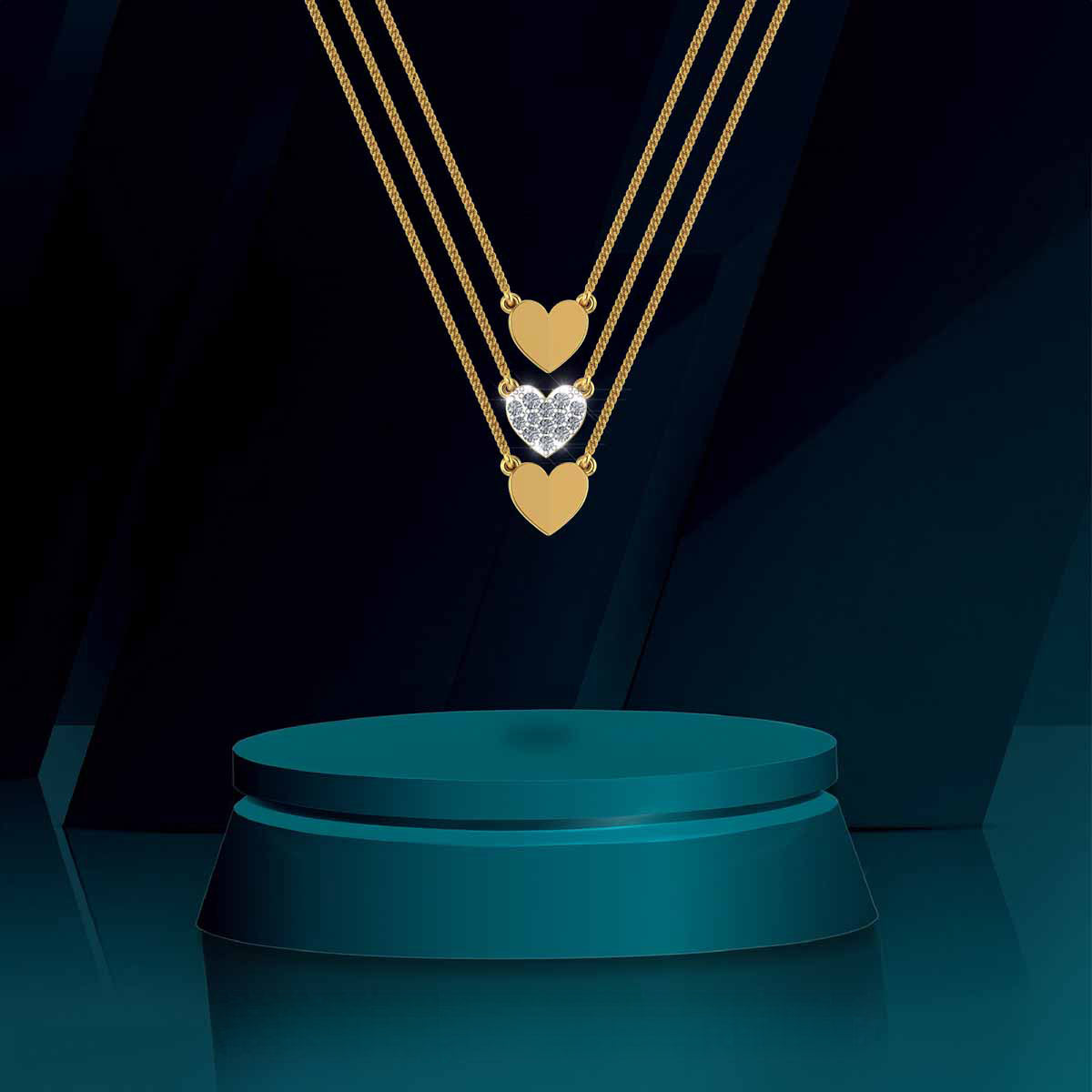 Triple Heart Harmony Necklace