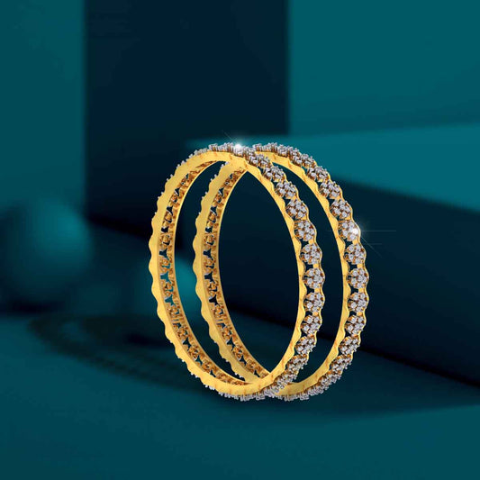 SparkleBlue Floral Diamond Bangle - PD22BAN33
