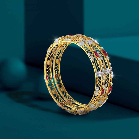 Crimson Bloom Gemstone Bangle