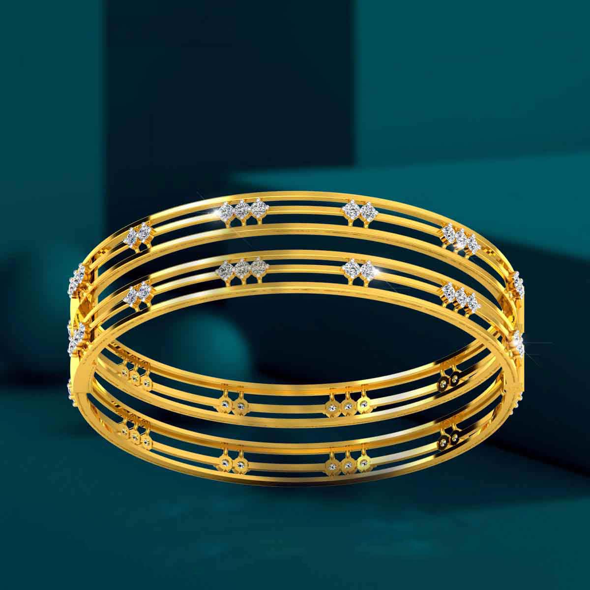 SparkleBlue Minimalist Gold Bangle
