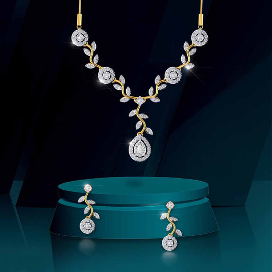 Floral Vine Diamond Necklace Set