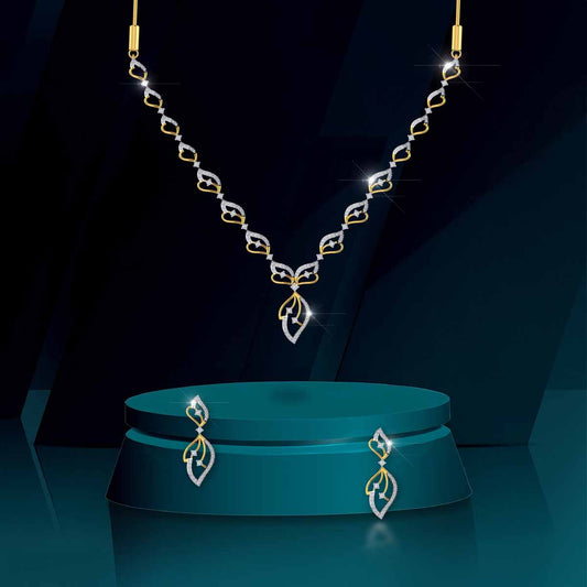 Elegant Leaf Diamond Necklace Set