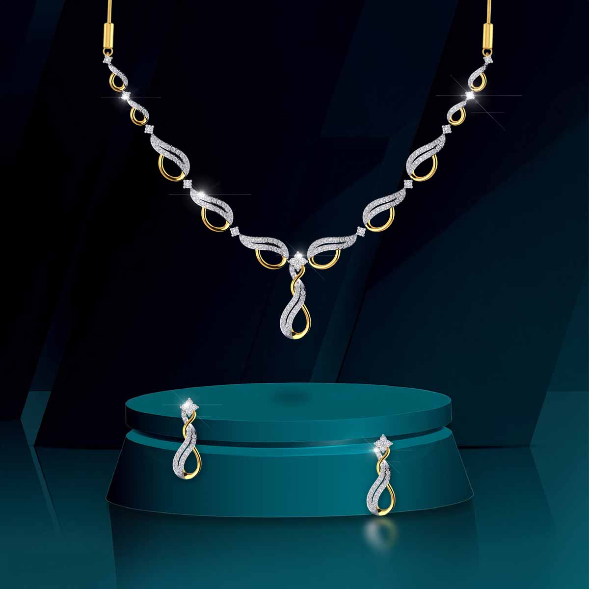 Infinity Twist Diamond Necklace Set