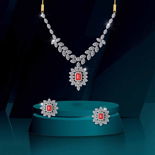 Opulent Red Gem Cluster Necklace