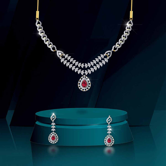 Majestic Ruby Halo Necklace