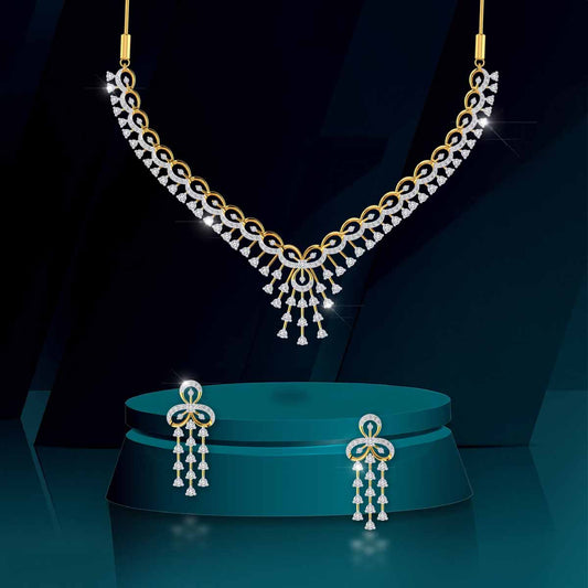 Regal Cascade Diamond Necklace Set
