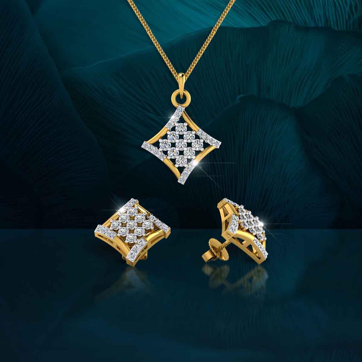 Diamond Lattice Pendant Set